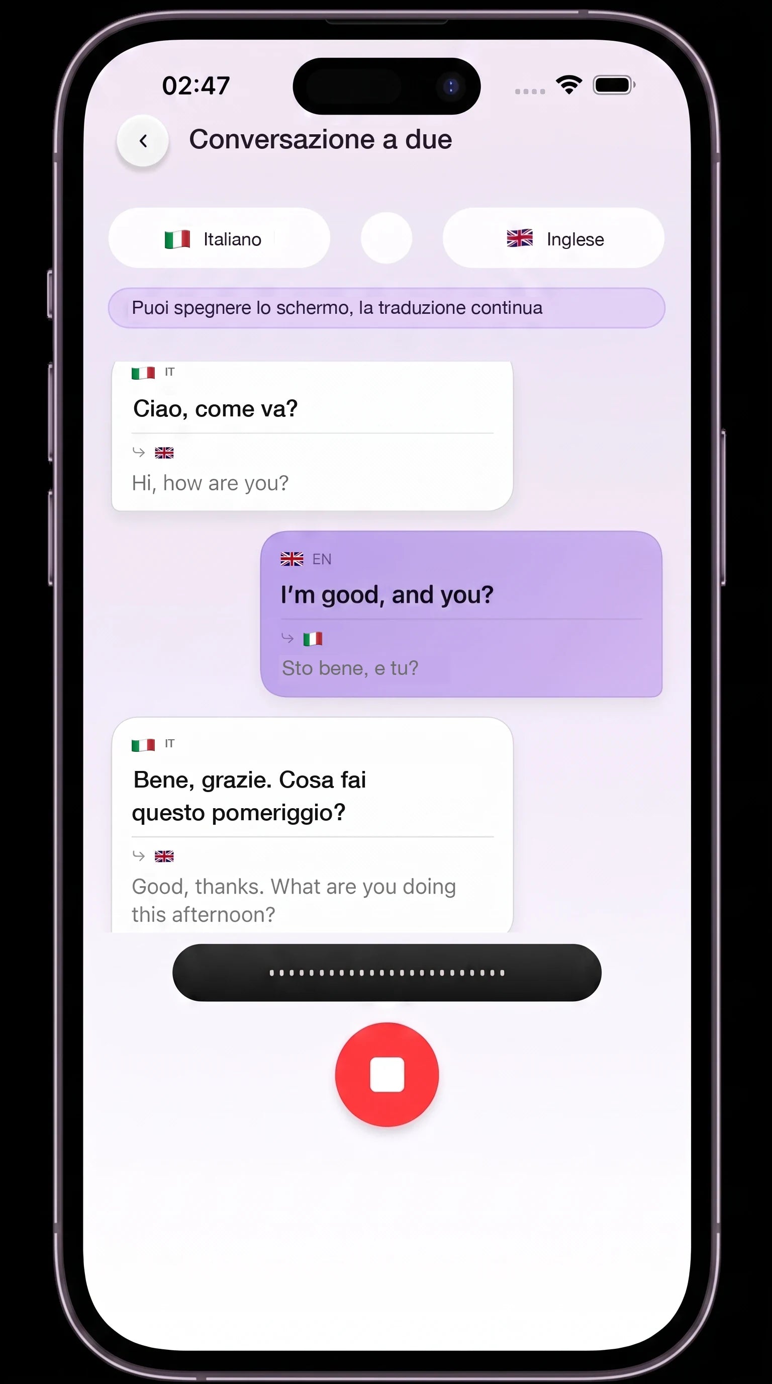 App Loriatech — traduzione in tempo reale